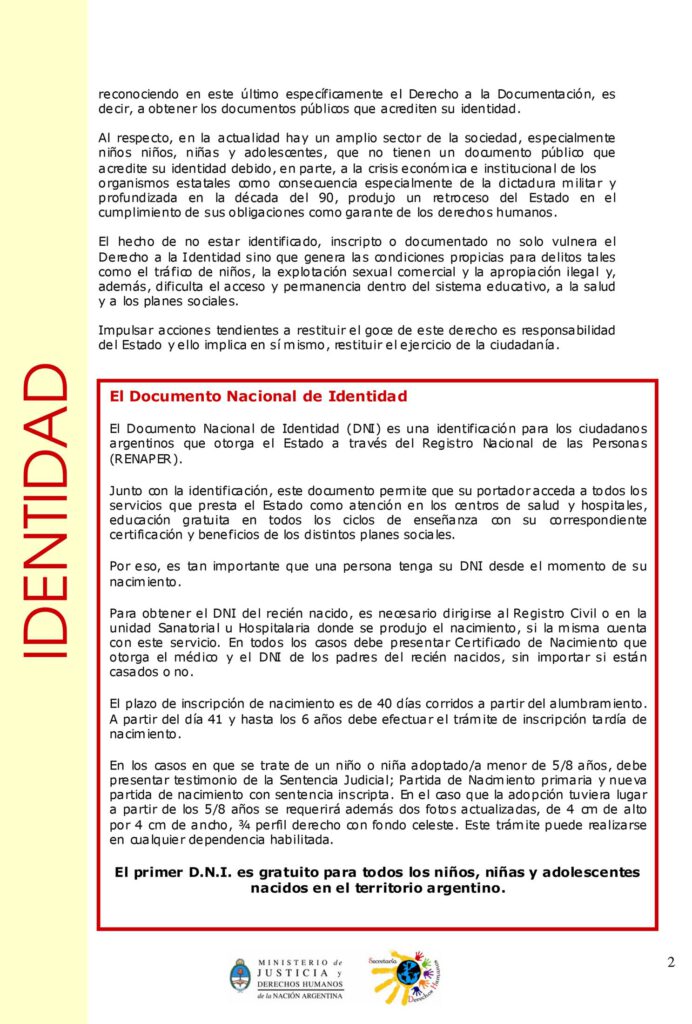 conadi DNI derecho identidad